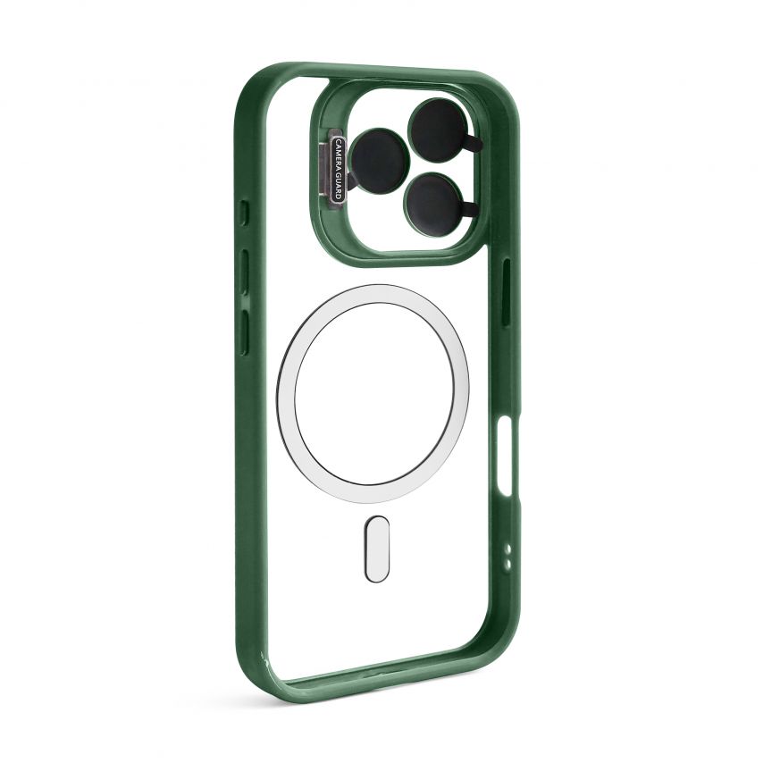 Coque avec MagSafe pour Apple iPhone 15 Pro avec support et protection pour les caméras vert (01)