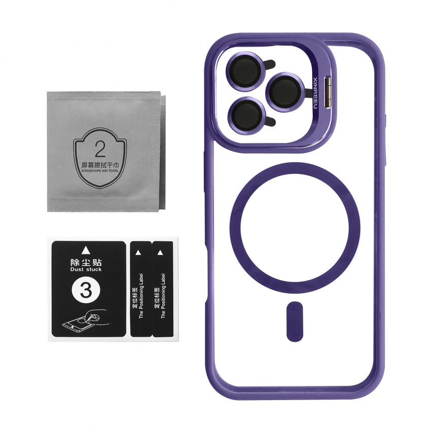 Case with MagSafe for Apple iPhone 15 Pro with stand and camera protection violet (02)