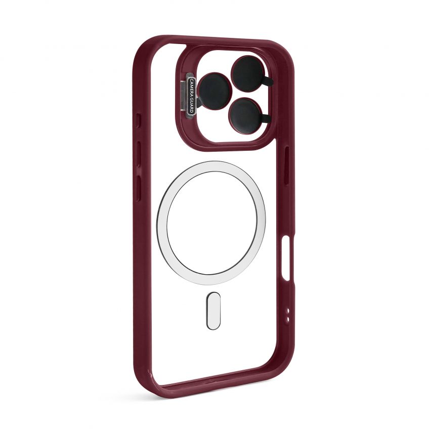 Case with MagSafe for Apple iPhone 15 Pro with stand and camera protection bordo (05)
