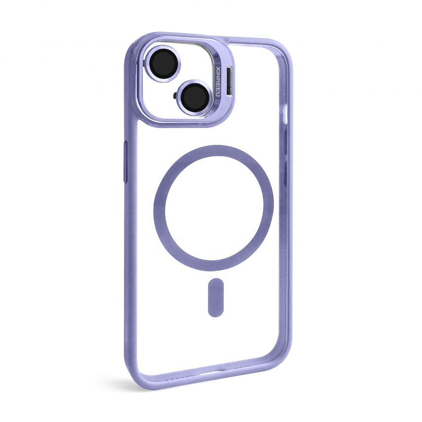 Case with MagSafe for Apple iPhone 14 with stand and camera protection lilac (08)