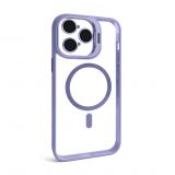Coque avec MagSafe pour Apple iPhone 14  Pro Max avec support et protection de caméra lilas