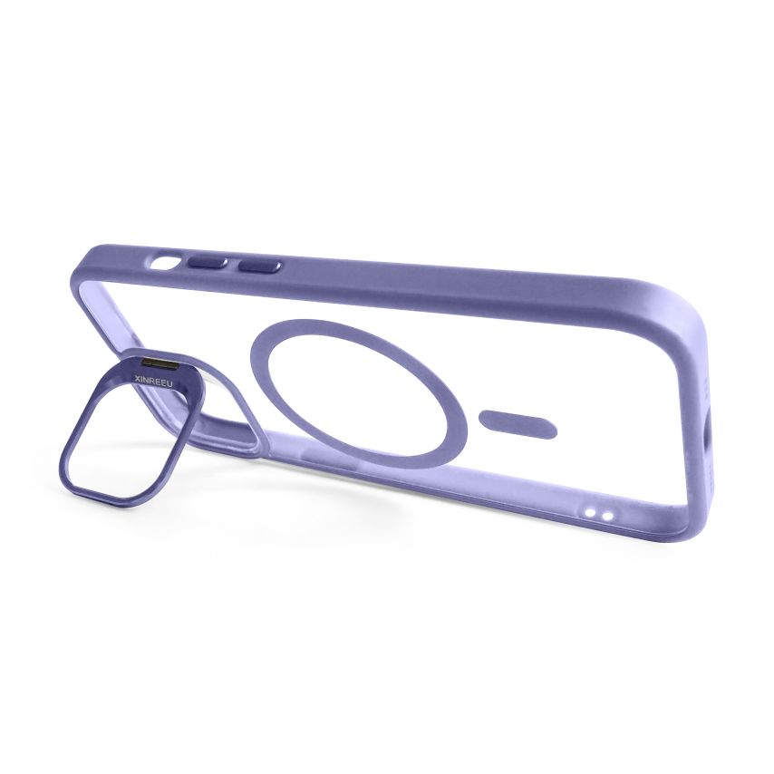 Coque avec MagSafe pour Apple iPhone 15 avec support et protection de caméra lilas