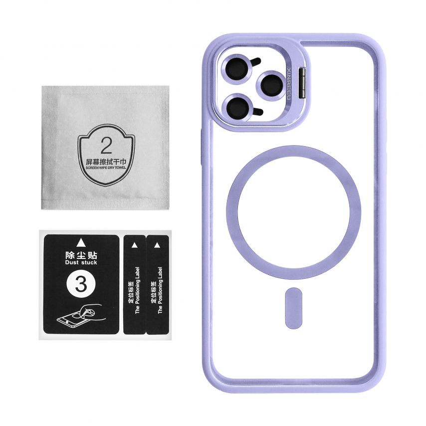 Case with MagSafe for Apple iPhone 12 Pro Max with stand and camera protection lilac (08)