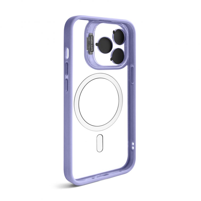 Coque avec MagSafe pour Apple iPhone 13 Pro Max avec support et protection pour les caméras lilas (08)