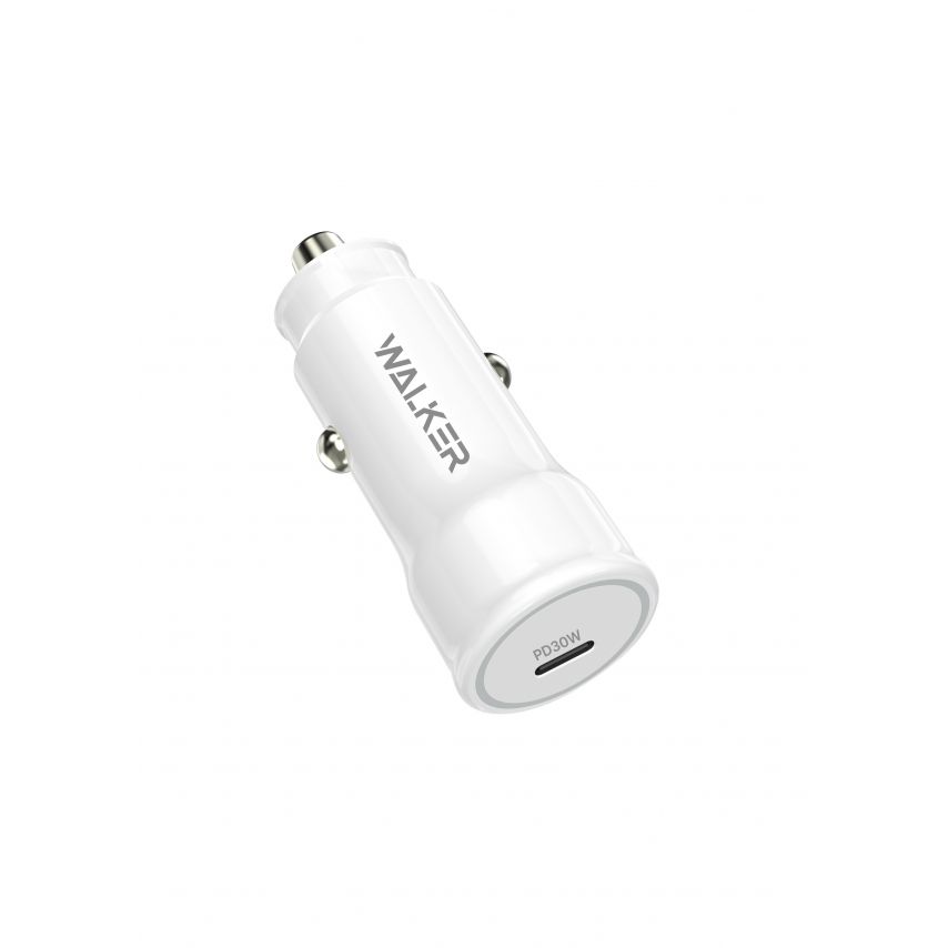 Car Charger (Adapter) 2in1 WALKER WCR-63 PD / 30W + Data Cable Type-C to Lightning white