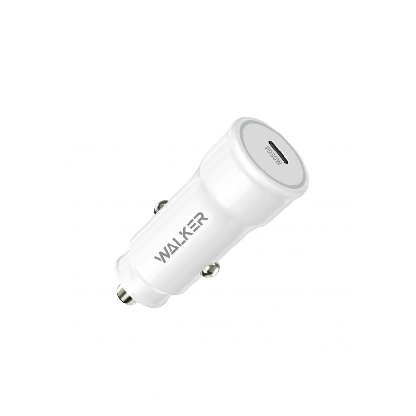 Car Charger (Adapter) 2in1 WALKER WCR-63 PD / 30W + Data Cable Type-C to Lightning white