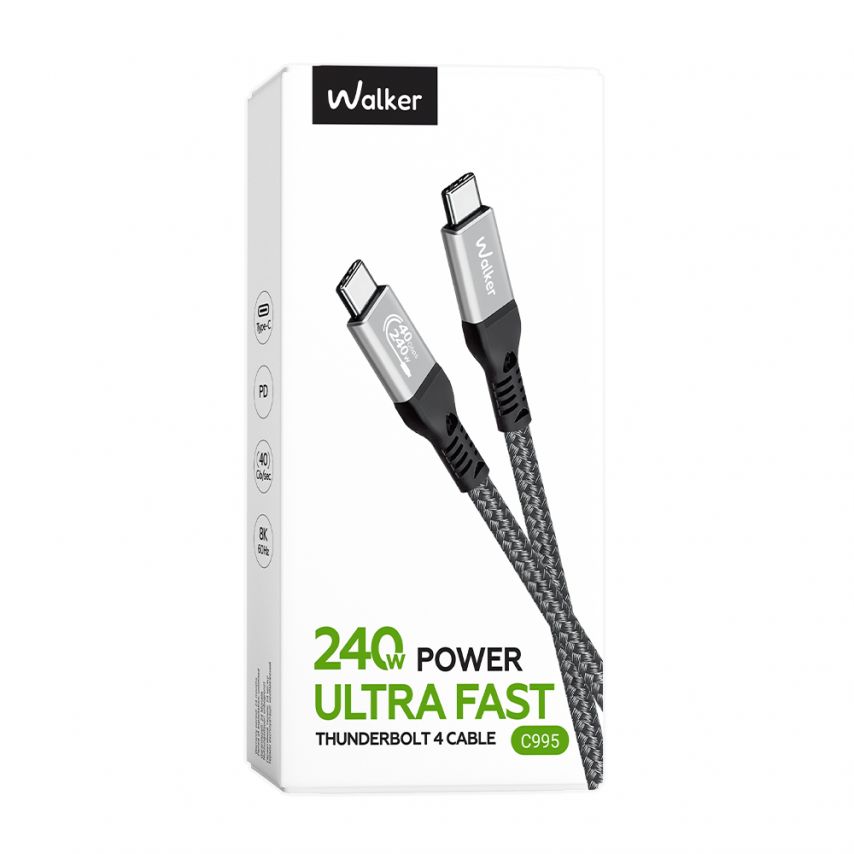Kabel WALKER C995 240W Thunderbolt4 Type-C - Type-C schwarz