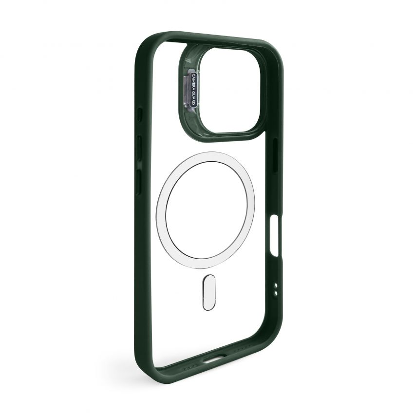 Hülle mit MagSafe für Apple iPhone 16 mit Ständer und Kameraschutz green (01)