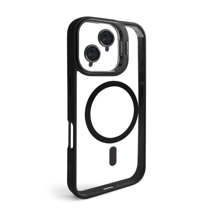 Hülle mit MagSafe für Apple iPhone 16 mit Ständer und Kameraschutz black (03)