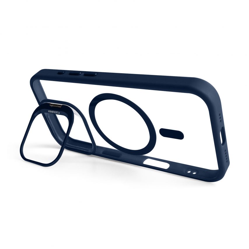 Hülle mit MagSafe für Apple iPhone 16 mit Ständer und Kameraschutz dark blue (04)