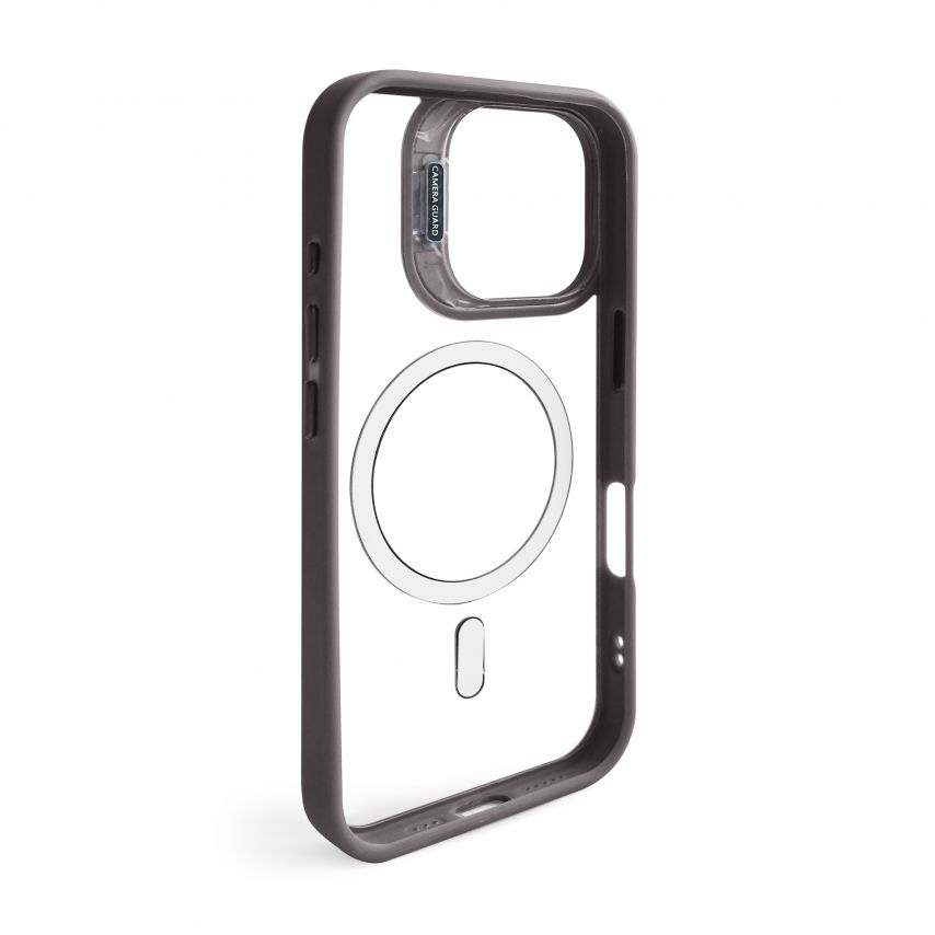 Case with MagSafe for Apple iPhone 16 with stand and camera protection light grey (06)