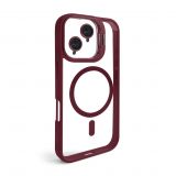 Hülle mit MagSafe für Apple iPhone 16 mit Ständer und Kameraschutz bordo (05)
