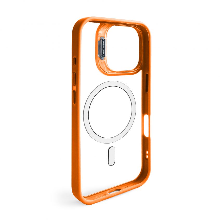 Coque avec MagSafe pour Apple iPhone 16 avec support et protection pour les caméras orange (07)