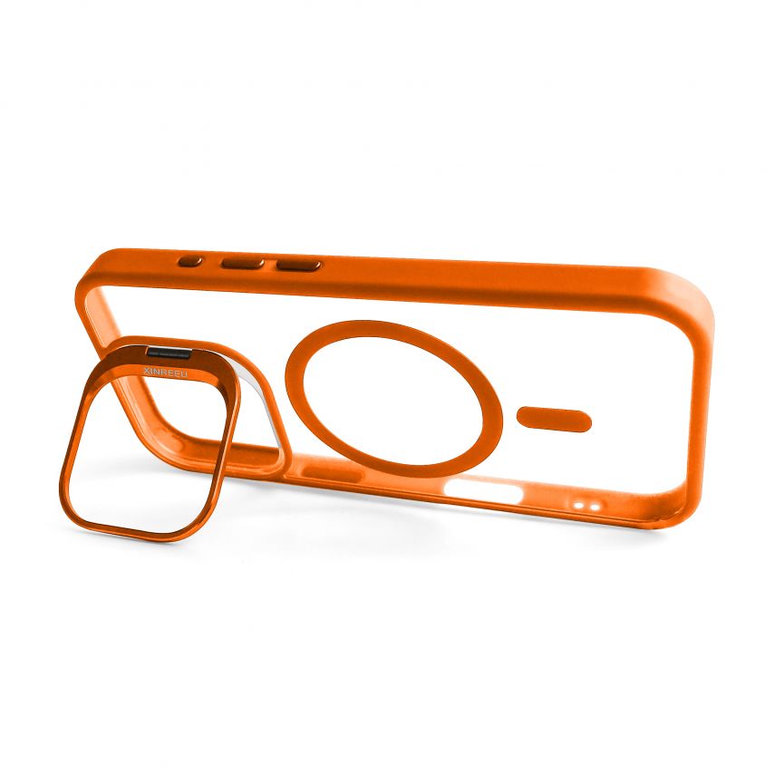 Case with MagSafe for Apple iPhone 16 Pro with stand and camera protection orange (07)