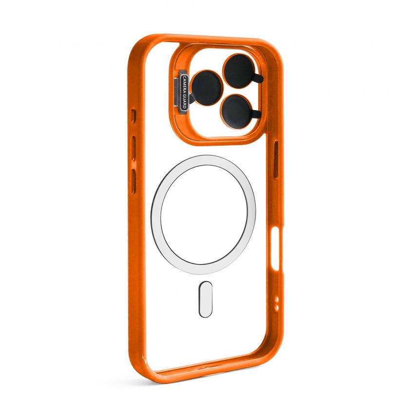 Case with MagSafe for Apple iPhone 16 Pro with stand and camera protection orange (07)