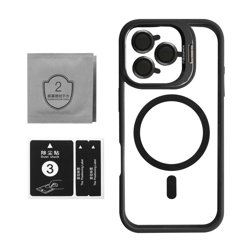 Hülle mit MagSafe für Apple iPhone 16 Pro Max mit Ständer und Kameraschutz black (03)