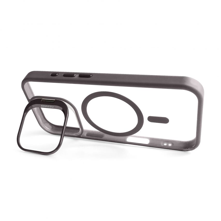 Hülle mit MagSafe für Apple iPhone 16 Pro Max mit Ständer und Kameraschutz light grey (06)