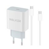 Netzladegerät (Adapter) WALKER WH-39 PD / 3A / 20W weiß + Datenkabel Type-C - Type-C 30W