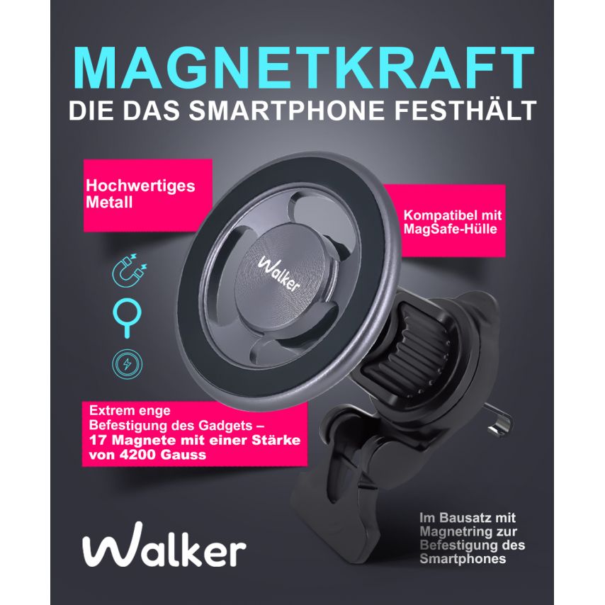 Magnetic Car Holder WALKER CX-033 grey