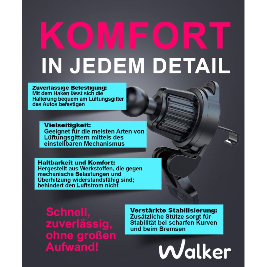 Magnetic Car Holder WALKER CX-033 grey