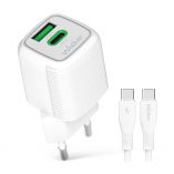 Chargeur secteur (adaptateur) 2en1 WALKER WH-71 GAN 30W + cвble Type-C vers Type-C blanc - Achetez pour 14.00 € en Allemagne