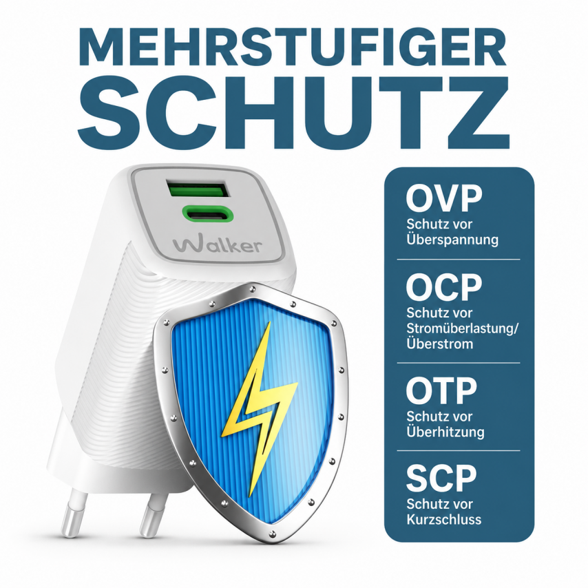 Chargeur secteur (adaptateur) 2en1 WALKER WH-75 GAN 65W + cвble Type-C vers Type-C blanc