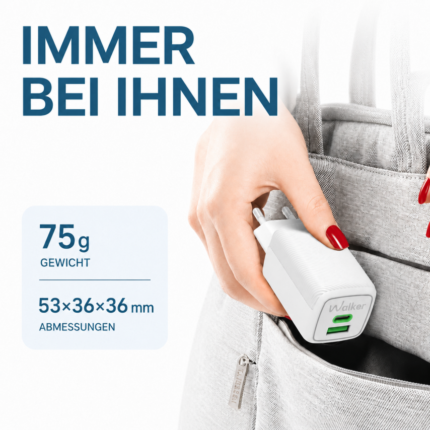 Chargeur secteur (adaptateur) 2en1 WALKER WH-75 GAN 65W + cвble Type-C vers Type-C blanc