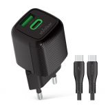 Network Charger (Adapter) 2in1 WALKER WH-71 GAN 30W + Data Cable Type-C to Type-C black - Buy for 14.00 € in Germany