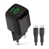 Network Charger (Adapter) 2in1 WALKER WH-71 GAN 30W + Data Cable Type-C to Type-C black