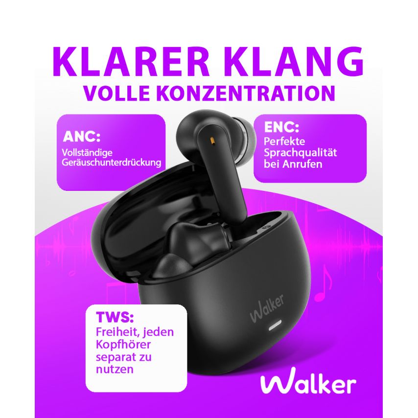 Bluetooth Headphones WALKER WTS-67 ANC+ENC white