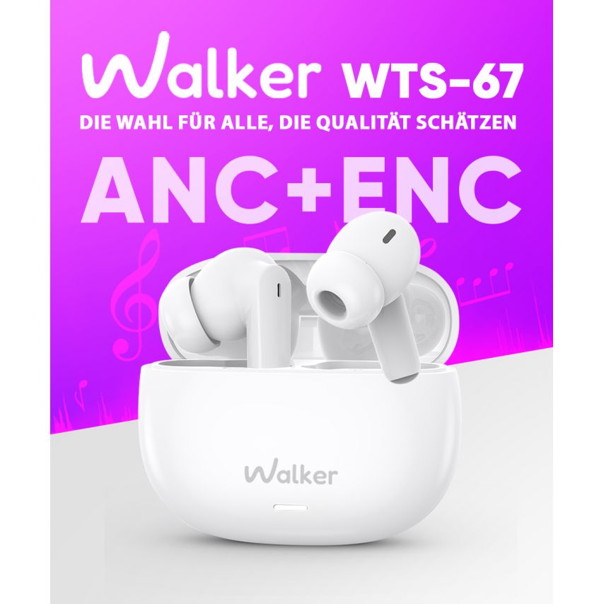 Bluetooth Headphones WALKER WTS-67 ANC+ENC white