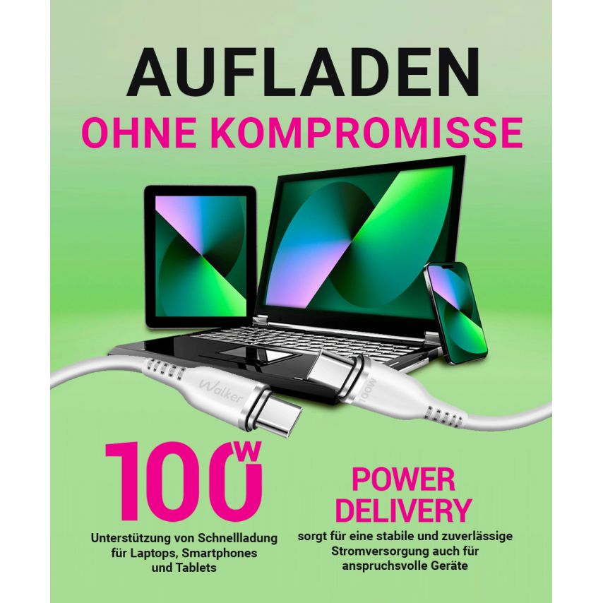 Kabel WALKER C795 Type-C - Type-C 100W weiß