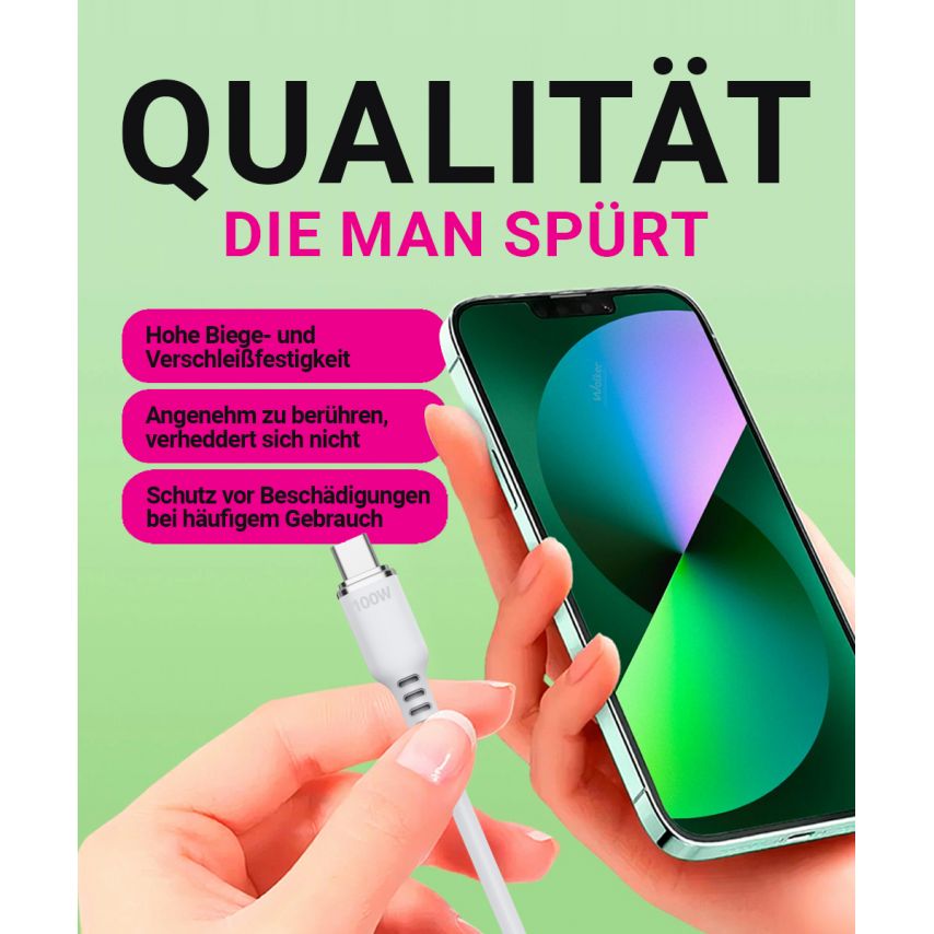 Kabel WALKER C795 Type-C - Type-C 100W weiß