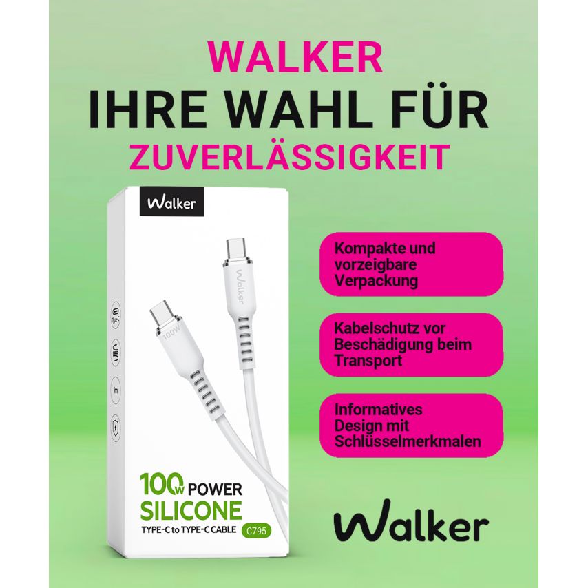 Kabel WALKER C795 Type-C - Type-C 100W weiß