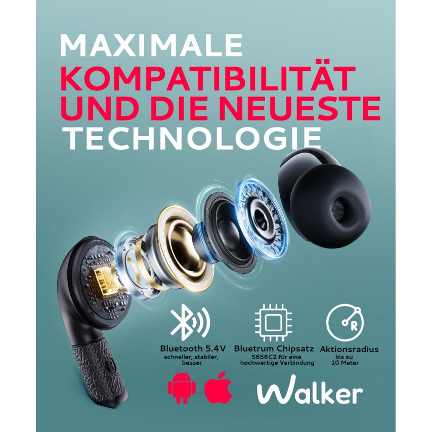Écouteurs Bluetooth WALKER WTS-39 ENC blanc