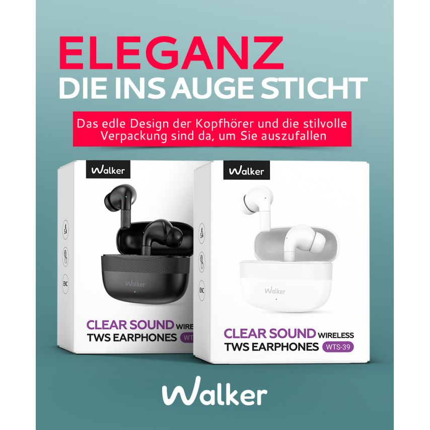 Écouteurs Bluetooth WALKER WTS-39 ENC blanc