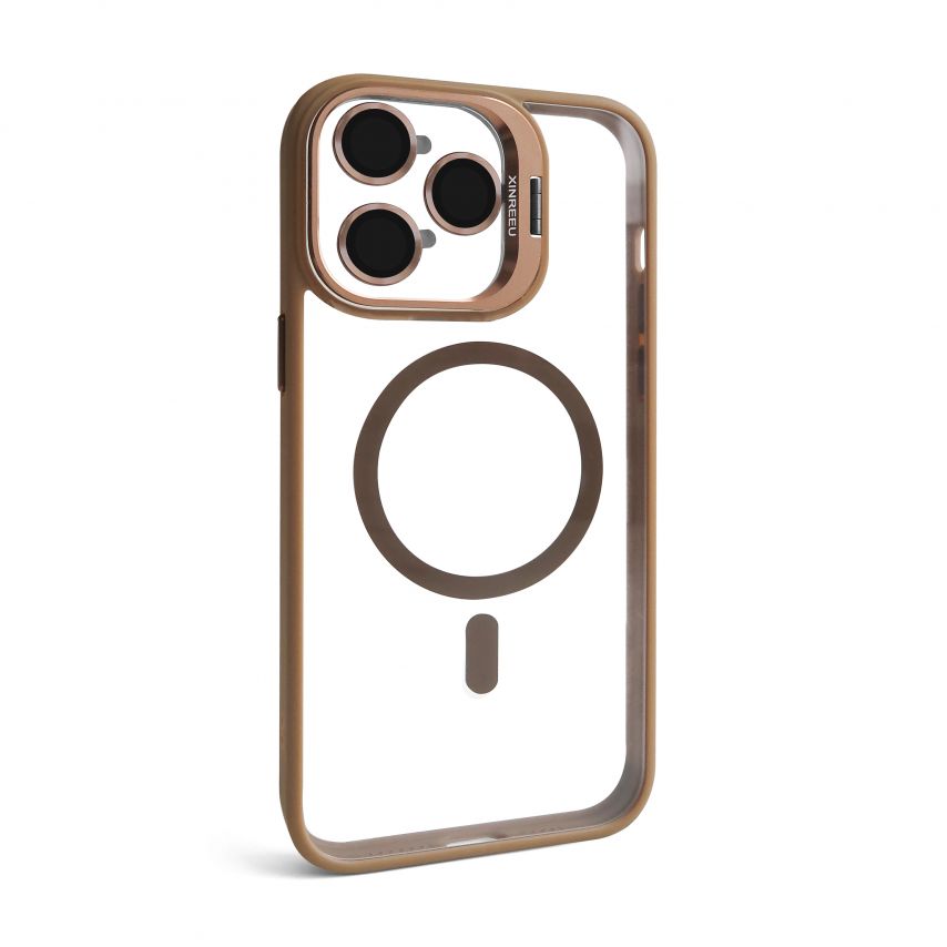Case with MagSafe for Apple iPhone 14 Pro with stand and camera protection gold brown (09)