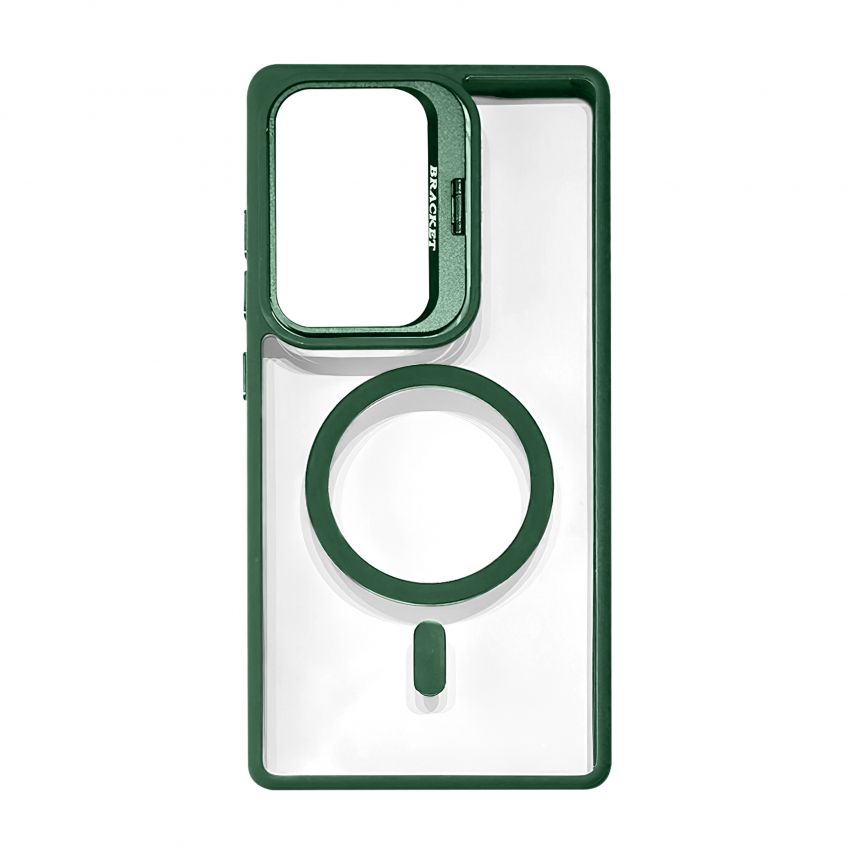 Coque MagSafe avec support et protection de caméra pour Samsung S24 (1) vert