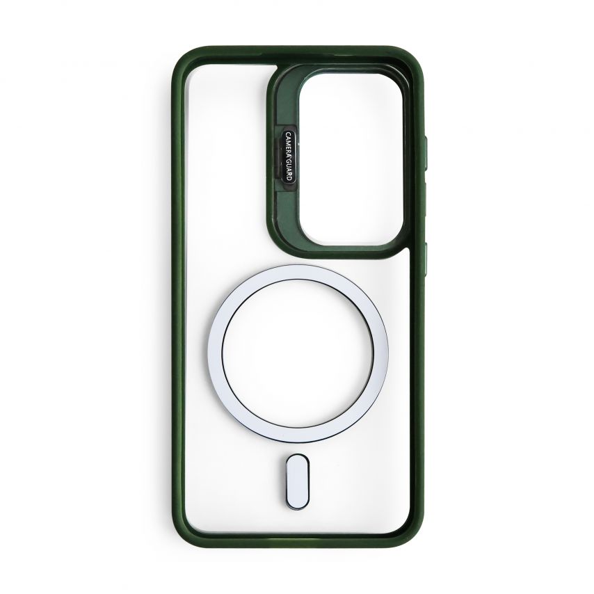 Case with MagSafe for Samsung Galaxy S24/S921 (2024) with stand and camera protection green (01)