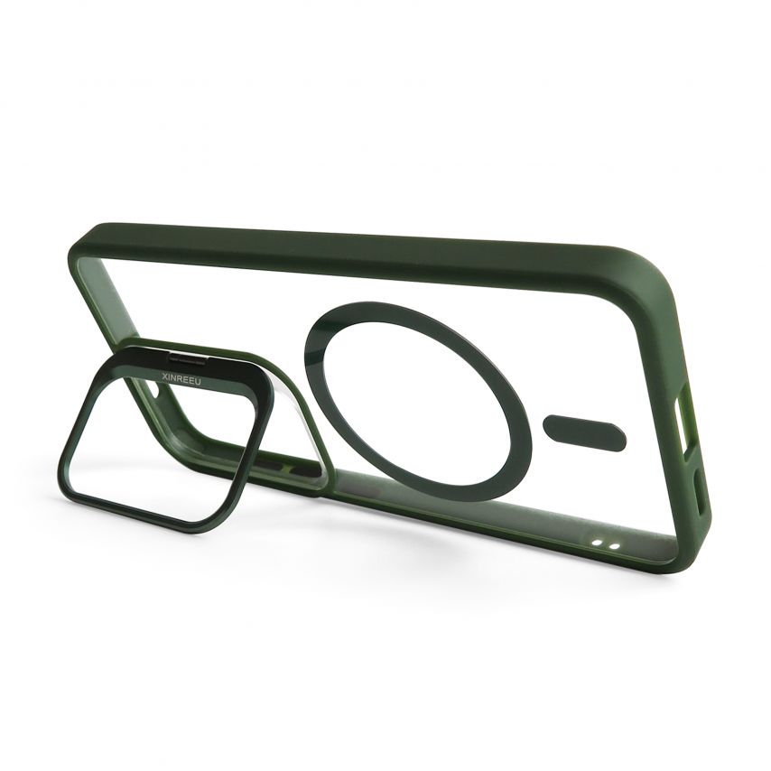 Case with MagSafe for Samsung Galaxy S24/S921 (2024) with stand and camera protection green (01)