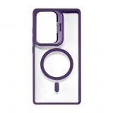 Coque MagSafe avec support et protection de caméra pour Samsung S24 (2) violet