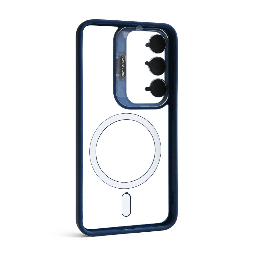 Case with MagSafe for Samsung Galaxy S24/S921 (2024) with stand and camera protection dark blue (04)