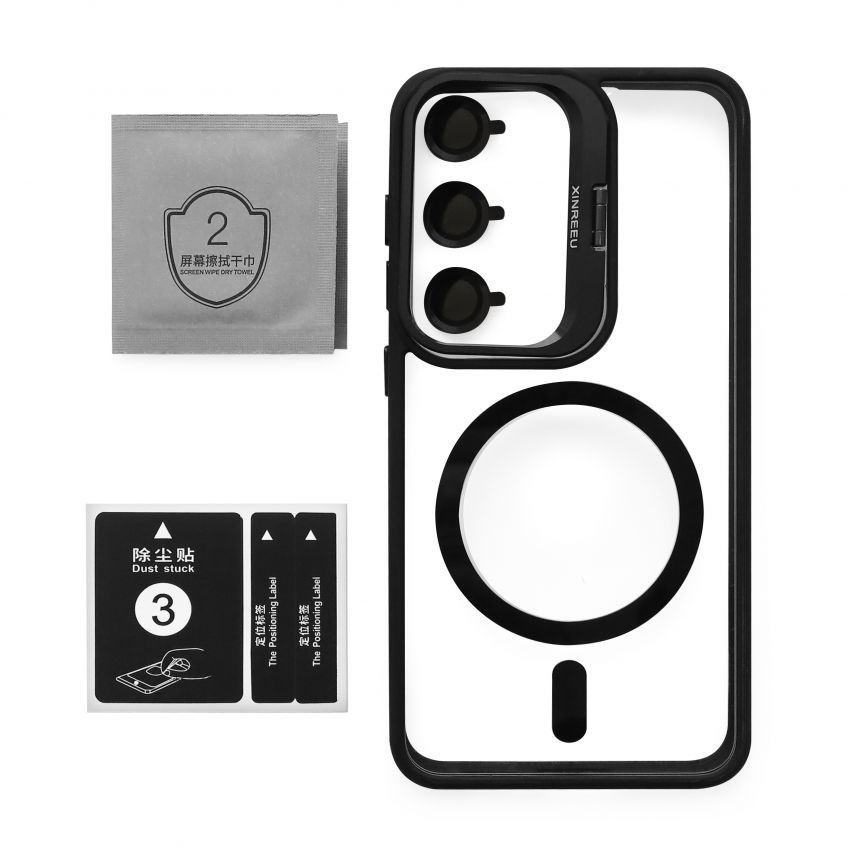 Coque avec MagSafe pour Samsung Galaxy S24/S921 (2024) avec support et protection pour les caméras noir (03)