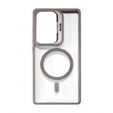 Coque MagSafe avec support et protection de caméra pour Samsung S24 (6) gris clair