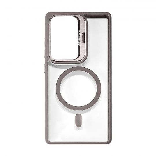 Coque MagSafe avec support et protection de caméra pour Samsung S24 (6) gris clair