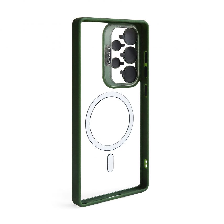 Case with MagSafe for Samsung Galaxy S24 Ultra/S928 (2024) with stand and camera protection green (01)