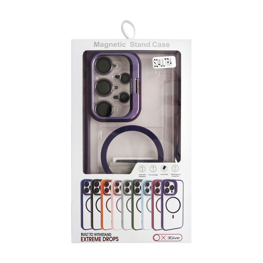 Case with MagSafe for Samsung Galaxy S24 Ultra/S928 (2024) with stand and camera protection violet (02)