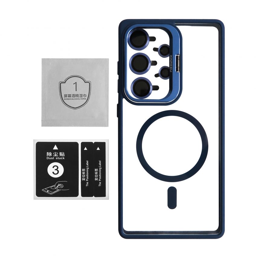 Case with MagSafe for Samsung Galaxy S24 Ultra/S928 (2024) with stand and camera protection dark blue (04)