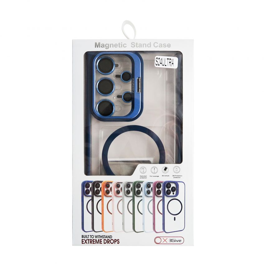 Case with MagSafe for Samsung Galaxy S24 Ultra/S928 (2024) with stand and camera protection dark blue (04)