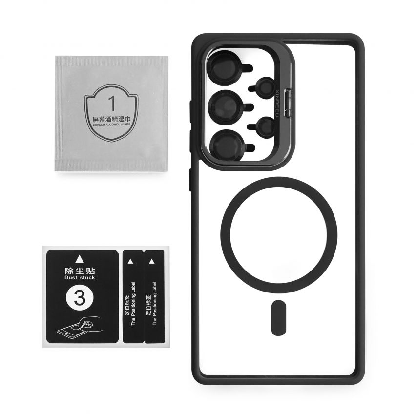 Case with MagSafe for Samsung Galaxy S24 Ultra/S928 (2024) with stand and camera protection black (03)